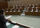 Serracchiani med predstavitvijo programa