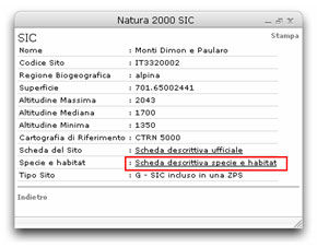 Dalla scheda del SIC/ZPS è possibile altresì conoscere la distribuzione delle specie/habitat ivi presenti