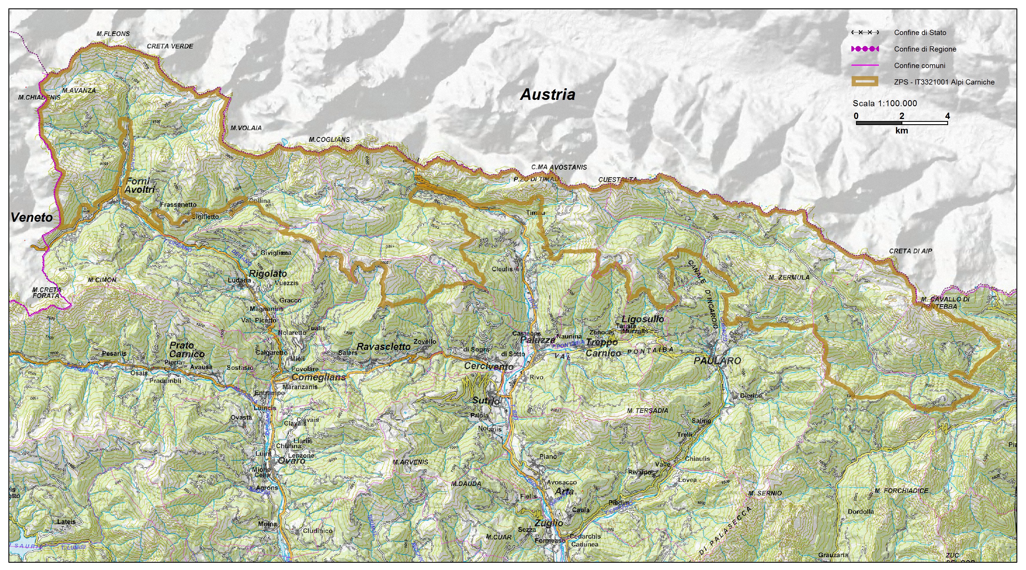 Cartina Alpi Carniche