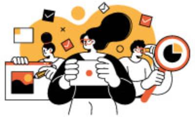 disegno di persone che inviano/ricevono mail
